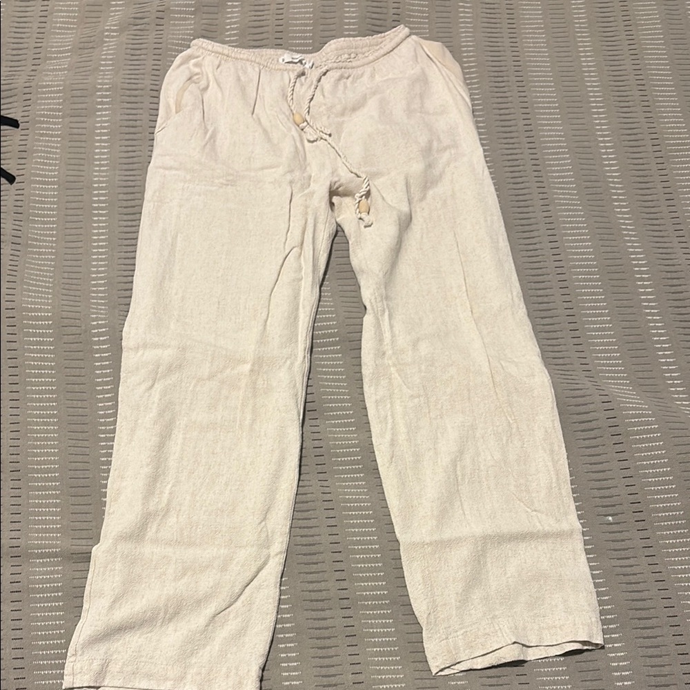 Cream Chinos Relaxed Fit Pants